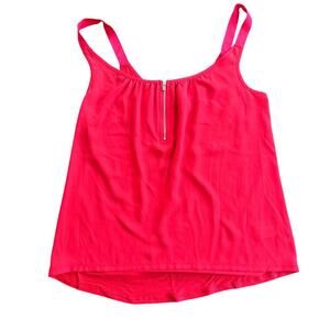 EXPRESS  Red Chiffon Lightweight Sleeveless Zipper Detail Top Blouse Sz XS